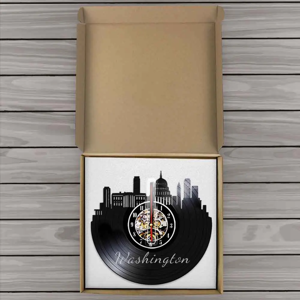 Настенные часы с виниловой пластиной Сиэтл Вашингтон сильная башня | Дом и сад