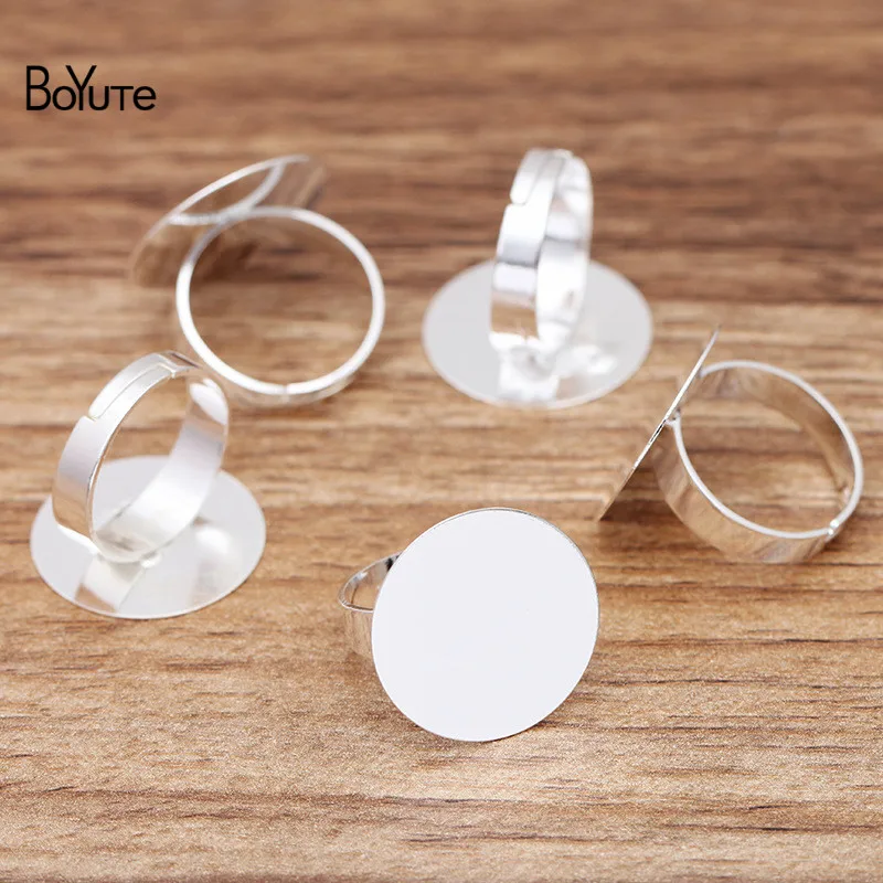 

BoYuTe (20 шт./лот) металлическая латунь 20 мм плоское кольцо основание регулируемые настройки кольца Diy аксессуары для ювелирных изделий ручной ...