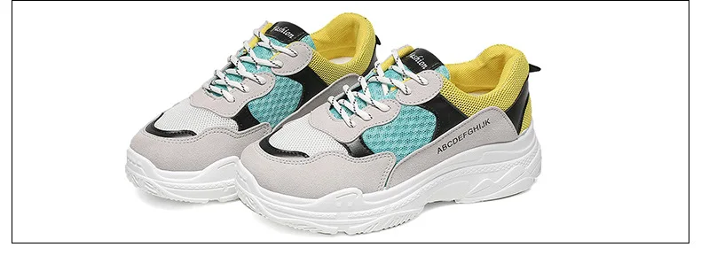 Женская спортивная обувь года моды Tenis Feminino летняя белая дышащая сетка кружева с толстым каблуком туфли на платформе расширенный супер
