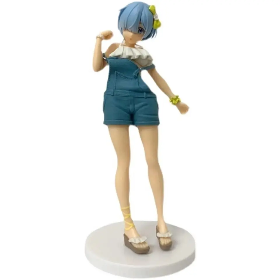 

23cm Rem Anime Action FigureRe:Life In A Different World From Zero Swimsuit Strap Denim PVC Collection Model Dolls Toys Gifts