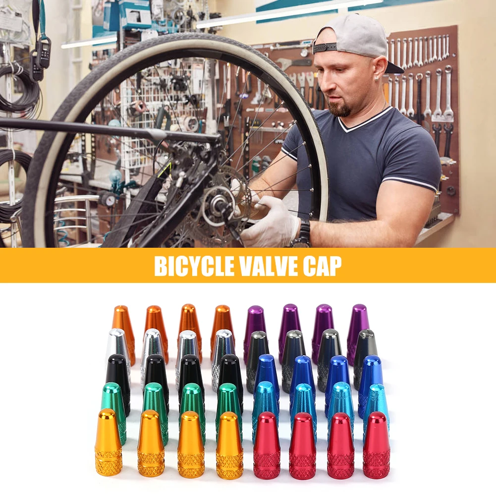 

40pcs Durable Bike Tyre Valve Caps Protector Aluminum Alloy Colorful Bikes Tire Valve Dust-proof Covers Bicycle Supplies