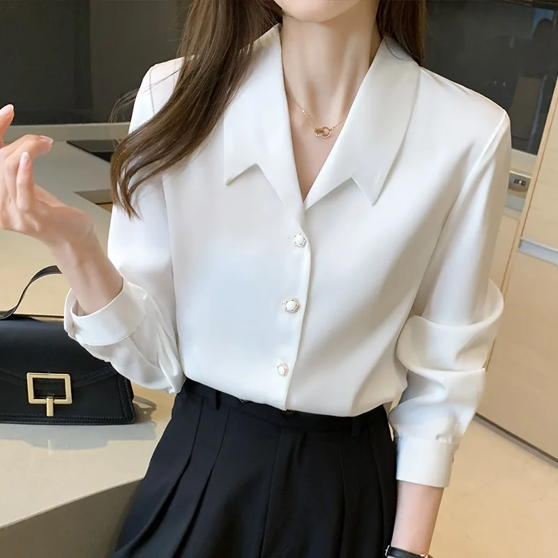 

Manga comprida chiffon blusa blusa feminina DEYI 2021 turn down colarinho blusa de escritório blusas femininas