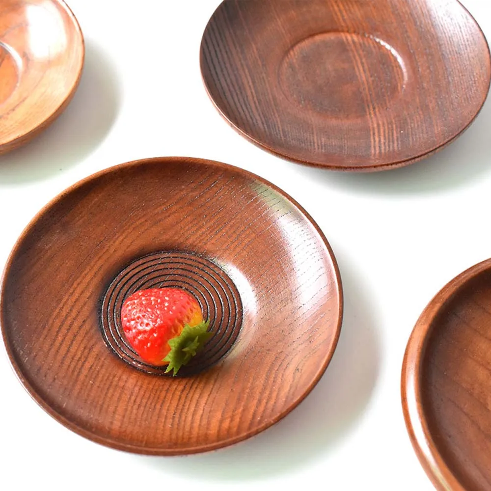 Круглая посуда Маленькая деревянная тарелка кухонная Фруктовый Хлеб десерт из
