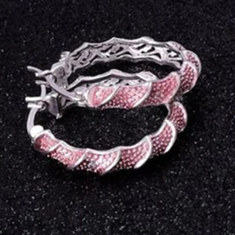 Модные серьги кольца золотого и серебряного цветов розового цвета для женщин