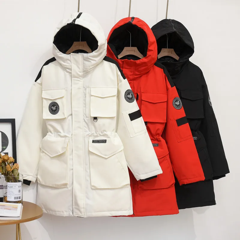 Женская пуховая одежда Новинка 2019 года средняя длина взрывная пара форменная