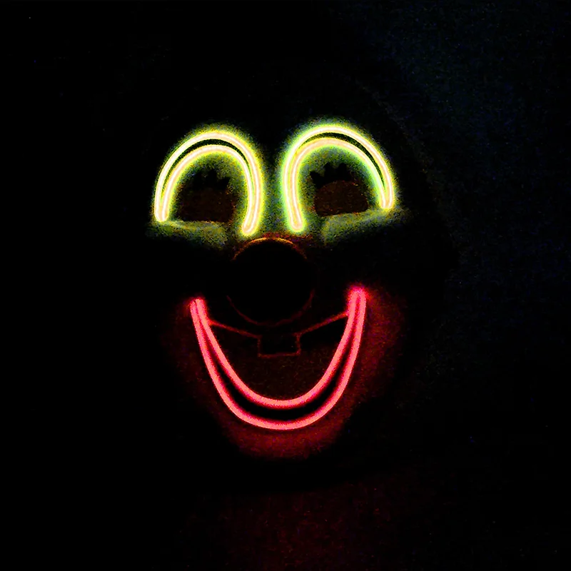 Светящаяся цирковая смешная маска клоуна Костюмы Аксессуары улыбающегося лица с