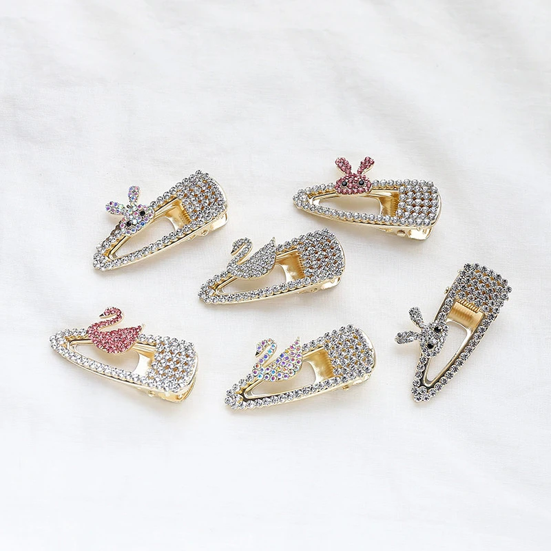 Модные блестящие стразы с кроликом/лебедем/Кленовым листом Стразы заколки для