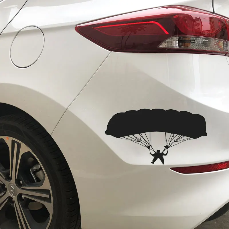 

YJZT 17.8CM*9.8CM Parachute Man Flying Fashion Car Sticker Car Accessories Vinyl Black/Silver C31-0202
