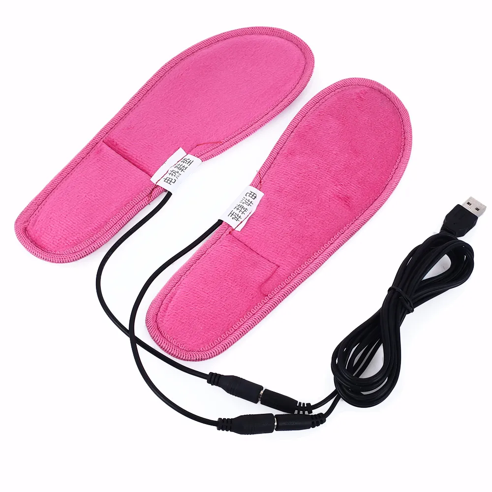 Розовые электрические стельки с подогревом USB для женщин обуви зимние теплые |
