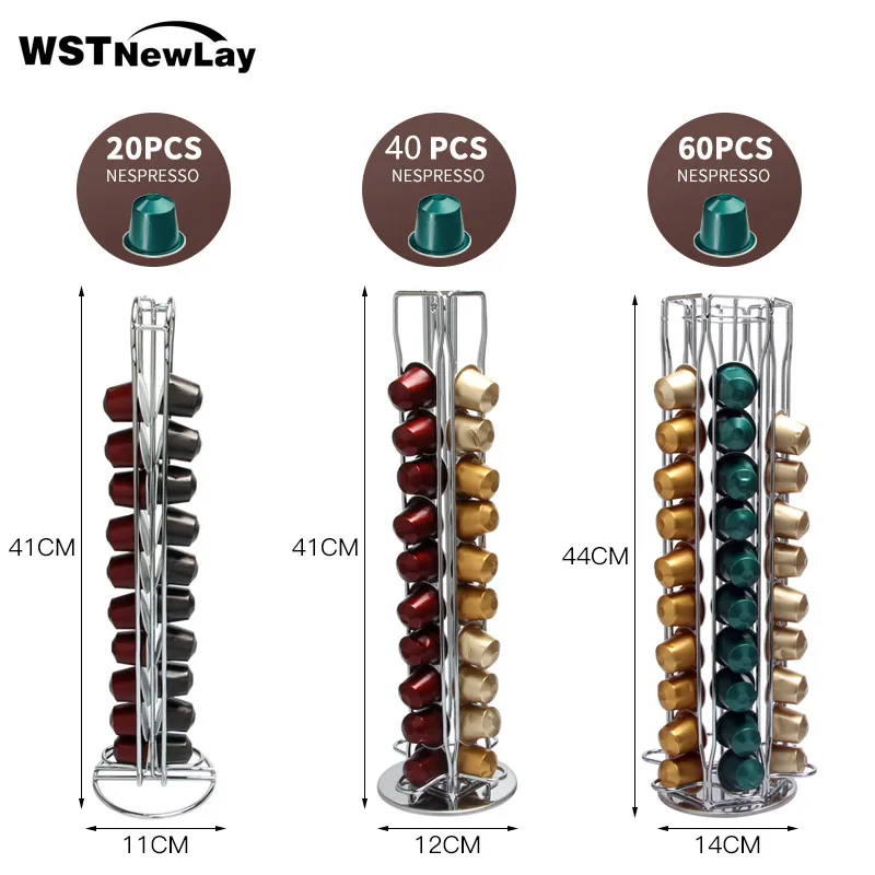

2020 Brand Nespresso Coffee Pod Holder Storage 60 Nespresso Capsules Stand Kitchen Metal Shelves Organization Capsules Rack