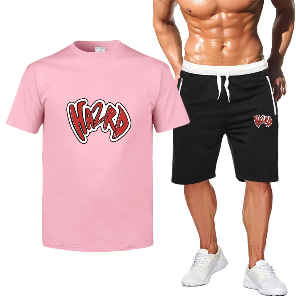 

Summer Jogging Men's T-Shirt Short Sleeve Suit Sports Suit Sports Shorts Breathable 2 Piece Cotton Suit New 2021