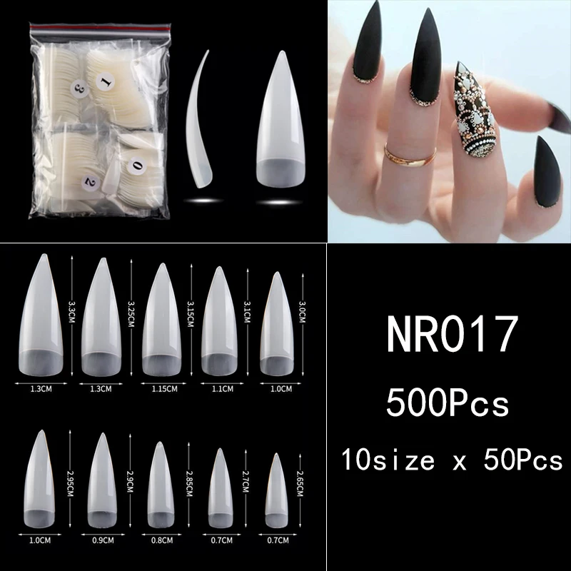 500/600pcs False Nail Art Tips 10sizes Stiletto Nails French Acrylic Artificial Fake Half Cover Manicure Colle Faux Ongle |