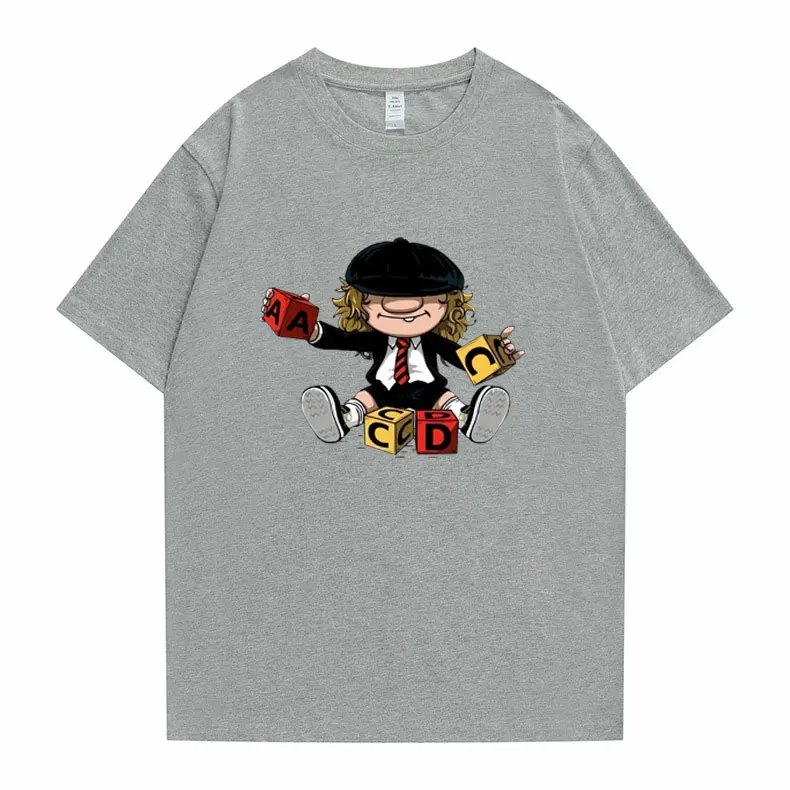 

Angus Young Graphic Printed Summer Hardrock Music Band Fan Male Fashion Brand Tee Shirt Women T-shirt Men Comfortable T Shirt