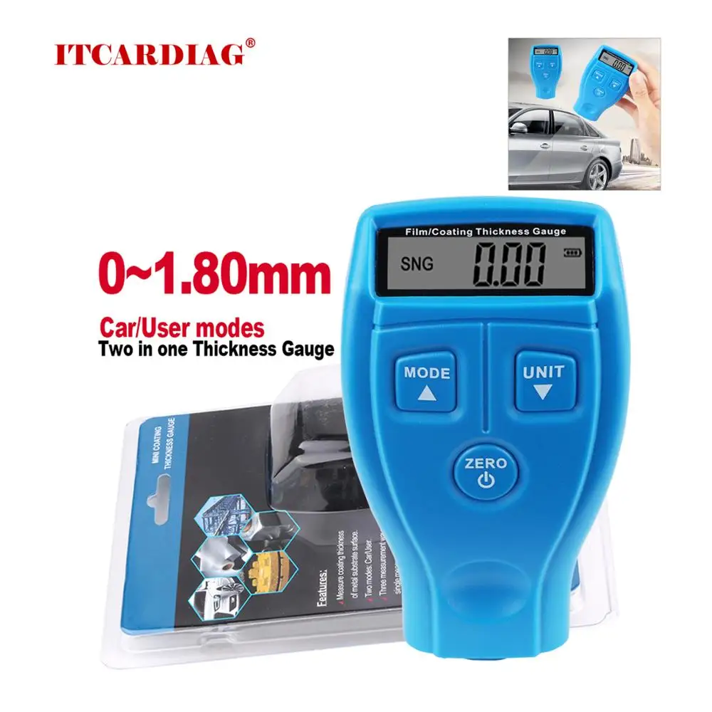 Digital Mini Automobile Thickness Gauge Car Paint Tester Thickness Gauges Paint Coating GM200A With Backlight Film