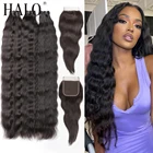 Натуральные Прямые бразильские человеческие волосы Halo 30, 40 дюймов, пряди с кружевной застежкой 4x4, человеческие волосы, оптовая продажа, тканевые волосы от поставщика