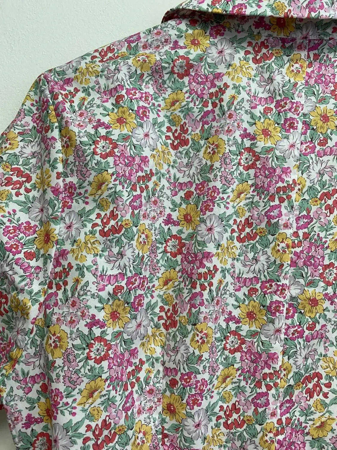 

Two Colors Blouse Women's Lace-up Short Sleeve Floral Printing Retro Notched Ladies Holiday Shirt Single Breasted