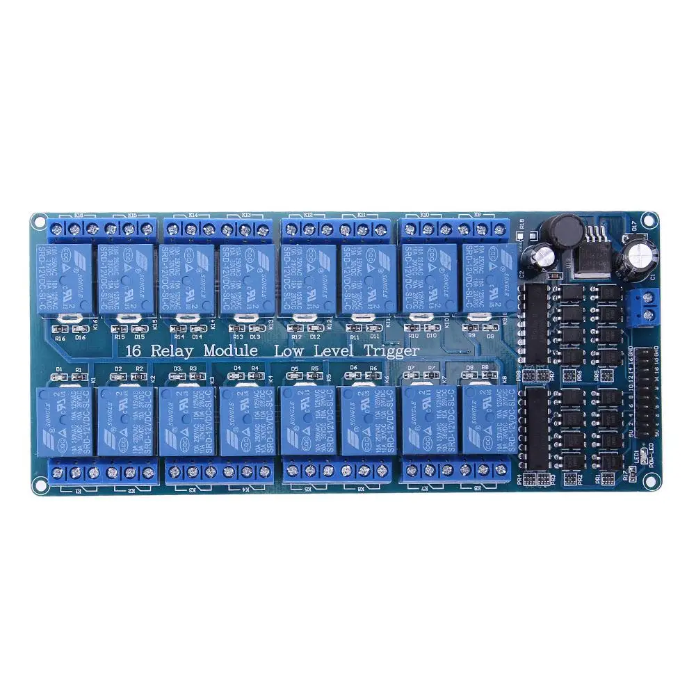 Новая 16-канальная релейная Модульная плата 5 в 12 В для Arduino PIC AVR MCU DSP ARM PLC с