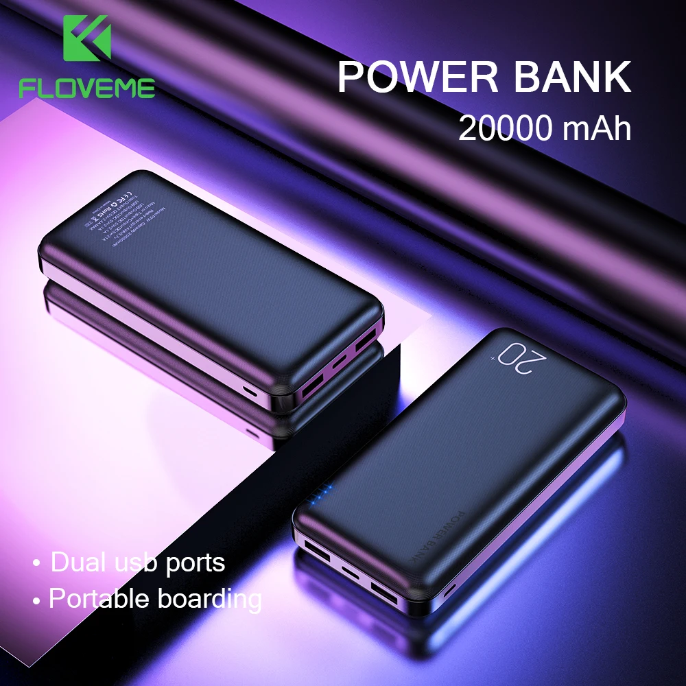 Портативное зарядное устройство FLOVEME с двумя USB-портами 20000 мАч | Мобильные