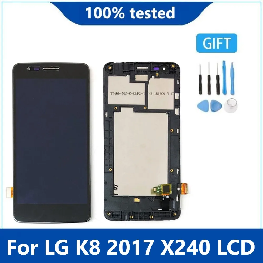 

Оригинальный ЖК-дисплей X240 для LG K8 2017 X240, ЖК-дисплей, сенсорный экран, дигитайзер с рамкой для LG X240 LCD 100%, протестированный моноблок