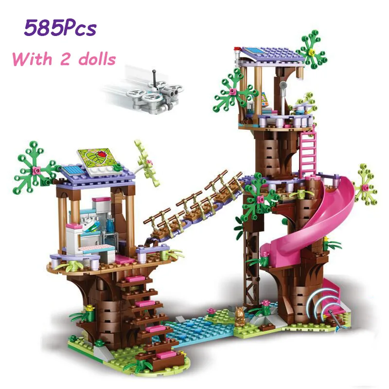 

585Pcs Girl Series Slide Amusement Park Building Blocks With Base Bricks City Jungle Adventure 2 Figures Model Toys Kids Gift