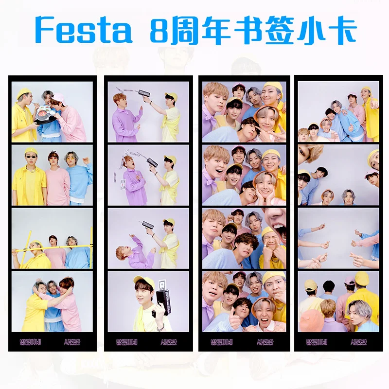 

KPOP Bangtan Boys 8th Anniversary Meeting Festa The Same 4 Square Bookmark Small Card Random Card Surrounding