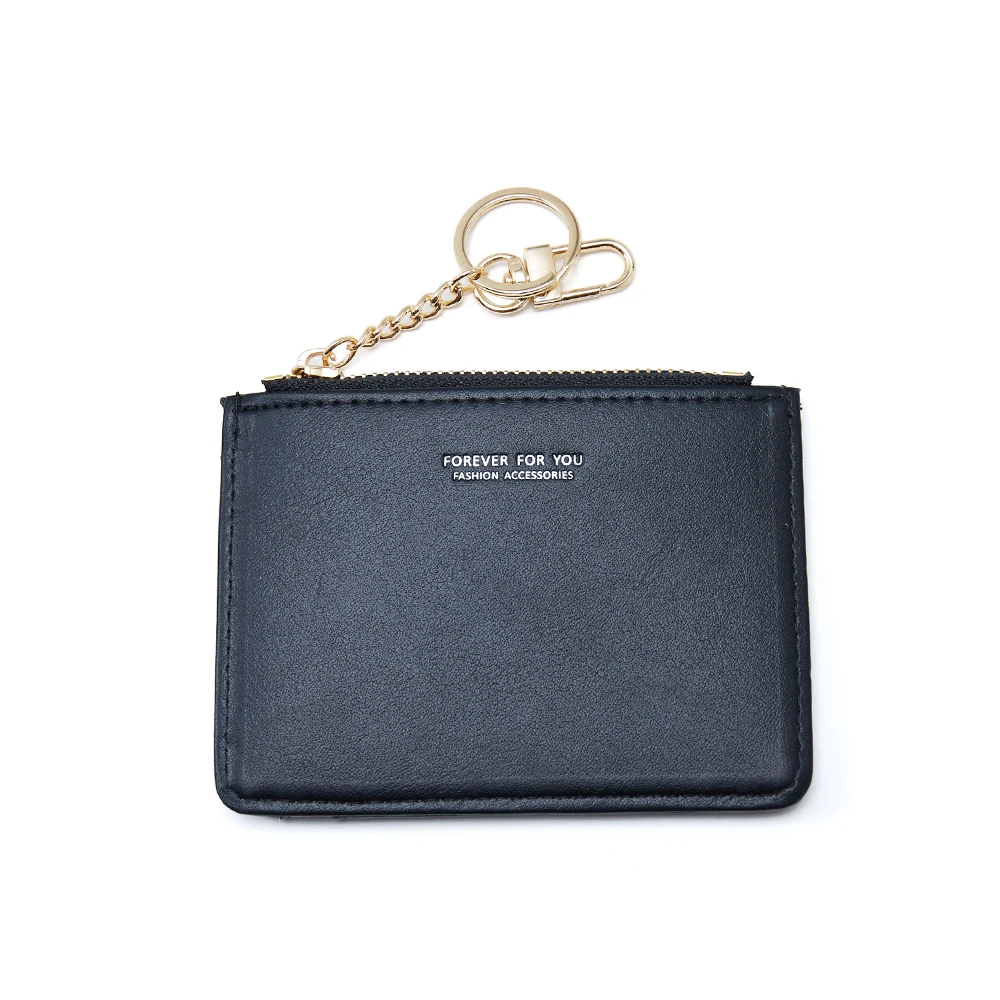 Brand Card Holder Women Soft PU Leather Key Chain Bag Small Card Wallets Female Organzier Mini Credit Card Case Zipper Coin Bags - Цвет: Black