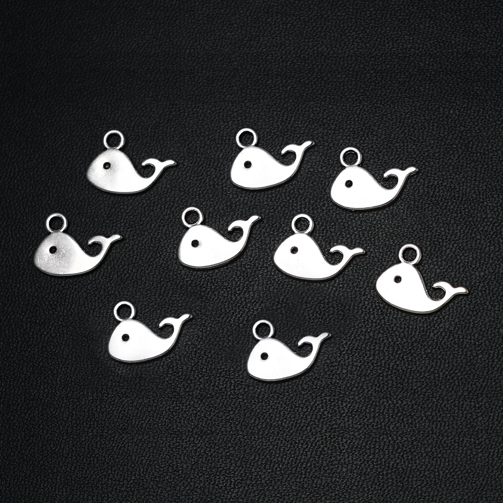 

30PCS/Lots 11x15mm Antique Silver Plated Whale Marine Life Charms Ocean Pendants For DIY Jewelry Creation Bulk Items Wholesale