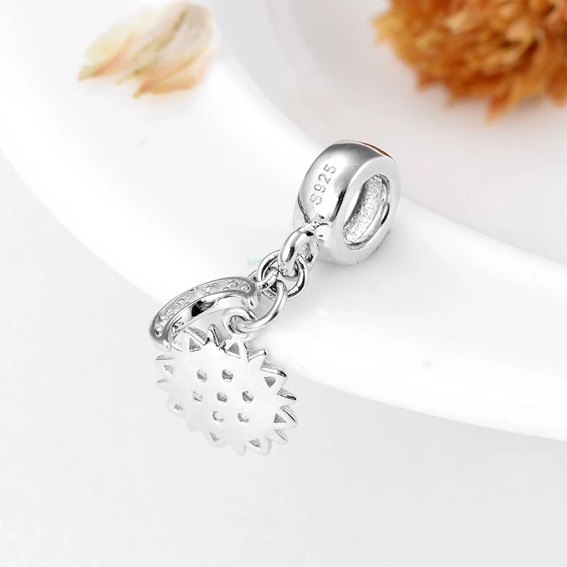 Подходит подлинный браслет серебро 925 Оригинал Love of Sun Moon CZ подвеска из бисера