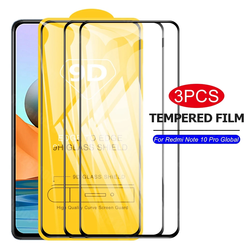 

3PCS 9D Screen Srotectors For Xiaomi Redmi Note 10 Pro Max Tempered glass For Redmi Note 10S 9S 8T Note 9 8 7 6 5 Pro Max Covers