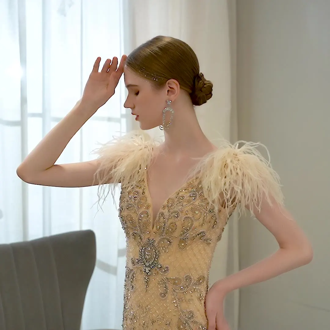 2021 роскошные стразы телесного цвета золота с вечернее платье русалки длинное