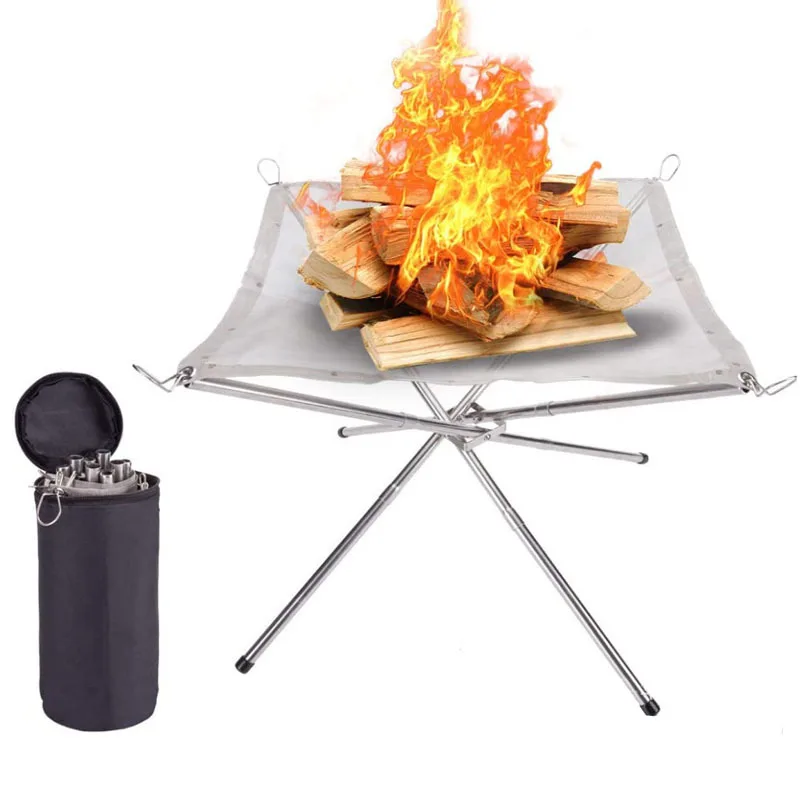 

Folding Fire Pit Portable Campfire Stand For Outdoor Camping Backyard Garden Picnic Barbecue Firewood Stand