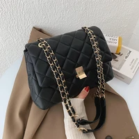 casual small black pu leather crossbody bags for women 2020 chain shoulder handbags womens branded trending hand bag