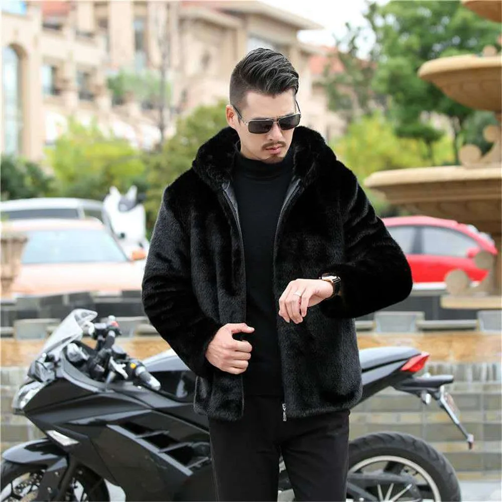 Autumn Winter Fashion Men's Fur And Locomotive Jacket Mink Velvet Coat Casual Thickened Warmth Pockets | Мужская одежда
