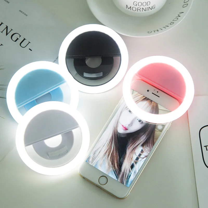 

Selfie LED Ring Fill Light Portable Lamp 3 levels Lighting Luminous round ring Clip artifact Beauty lens self-timer Mobile Phone