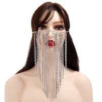 exaggerated face jewelry for women full rhinestone tassel mask masquerade sexy crystal chain cosplay face mask face accessories