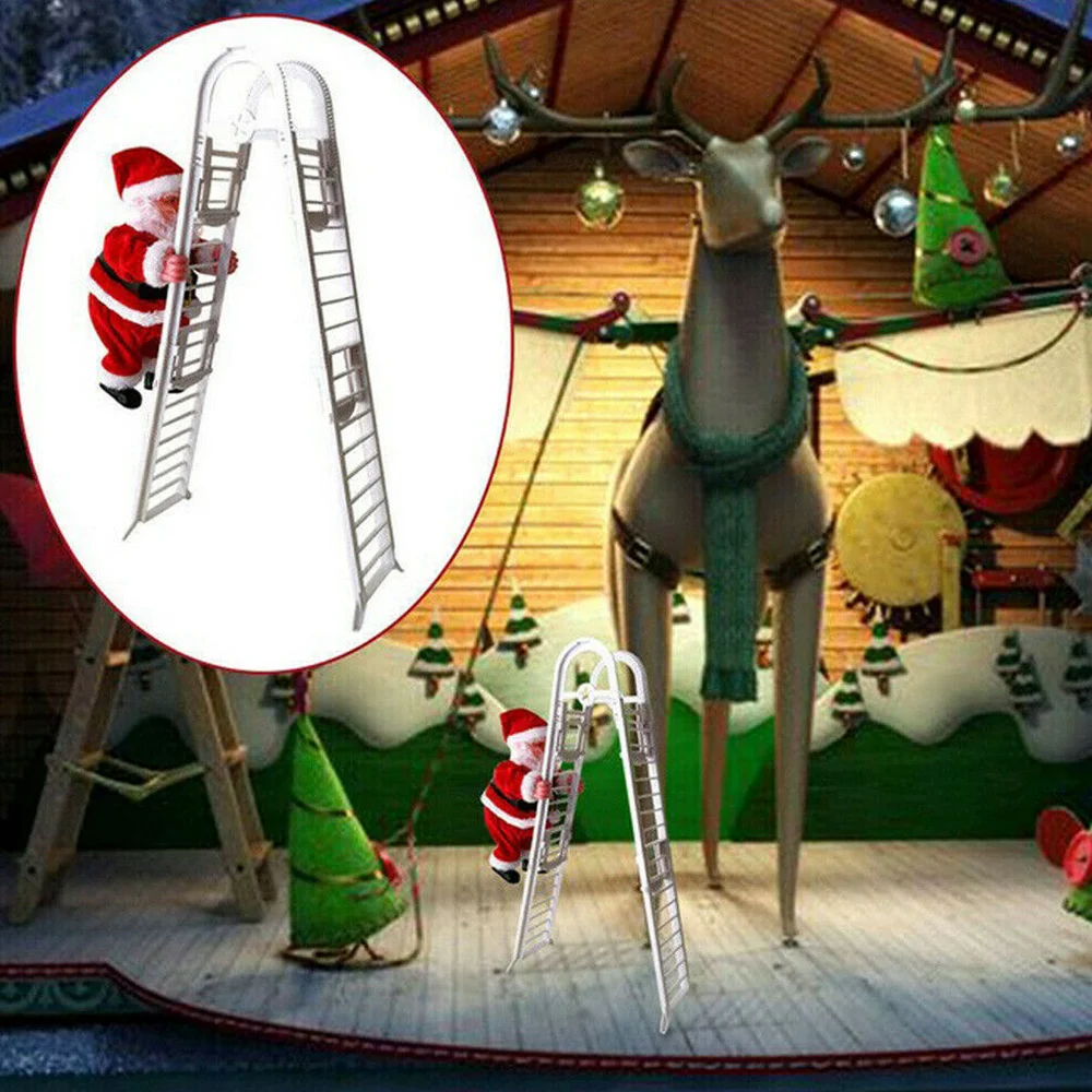 

Electric Santa Claus Climbing Ladder Doll Music Creative Hanging Decoration Christmas Tree Ornaments New Year Kid Gifts