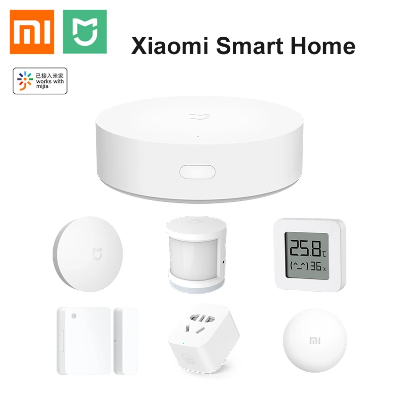 Xiaomi Smart Home Kit Mijia Gateway Hub V3 Zigbee Door Window Sensor Human Body Sensor Water Flood Leak Detect Work With Mi Home