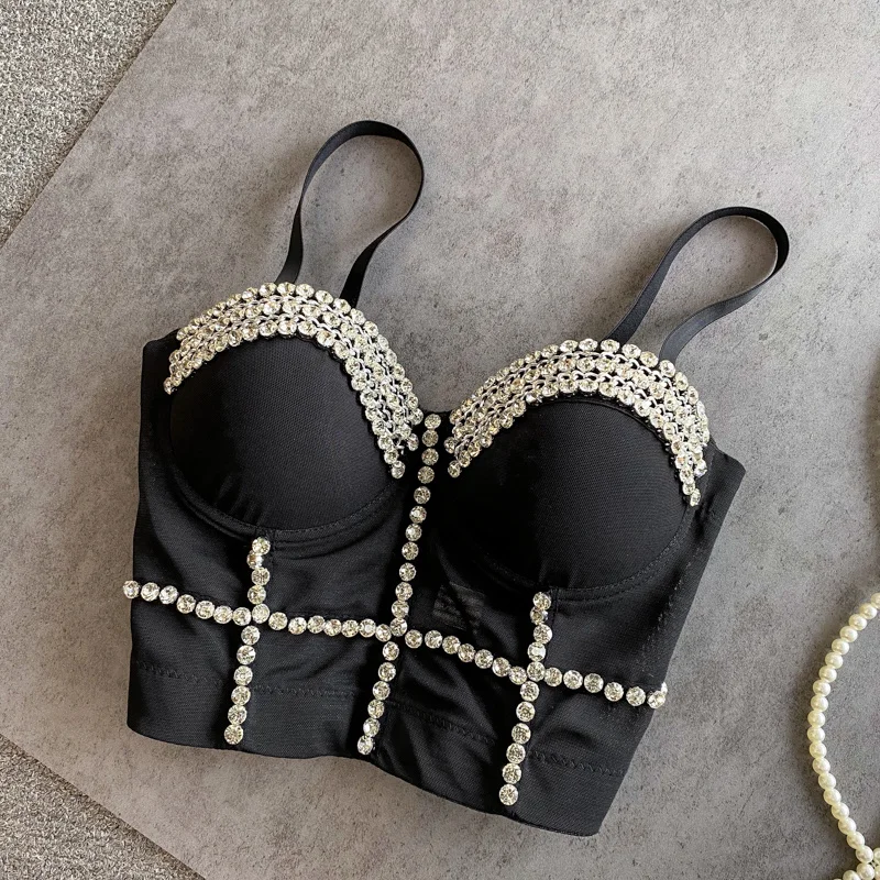 Женский Пляжный топ с открытой спиной DEAT черный на бретельках украшенный