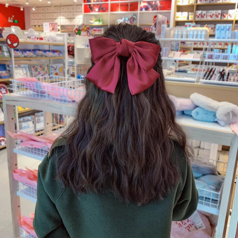

Woman Ribbon Hairgrips Soft Chiffon Hair Clips Big Large Bow Hairpin Trendy Satin Hair Clip Barrette Elastic Rubber Hair Rope x1
