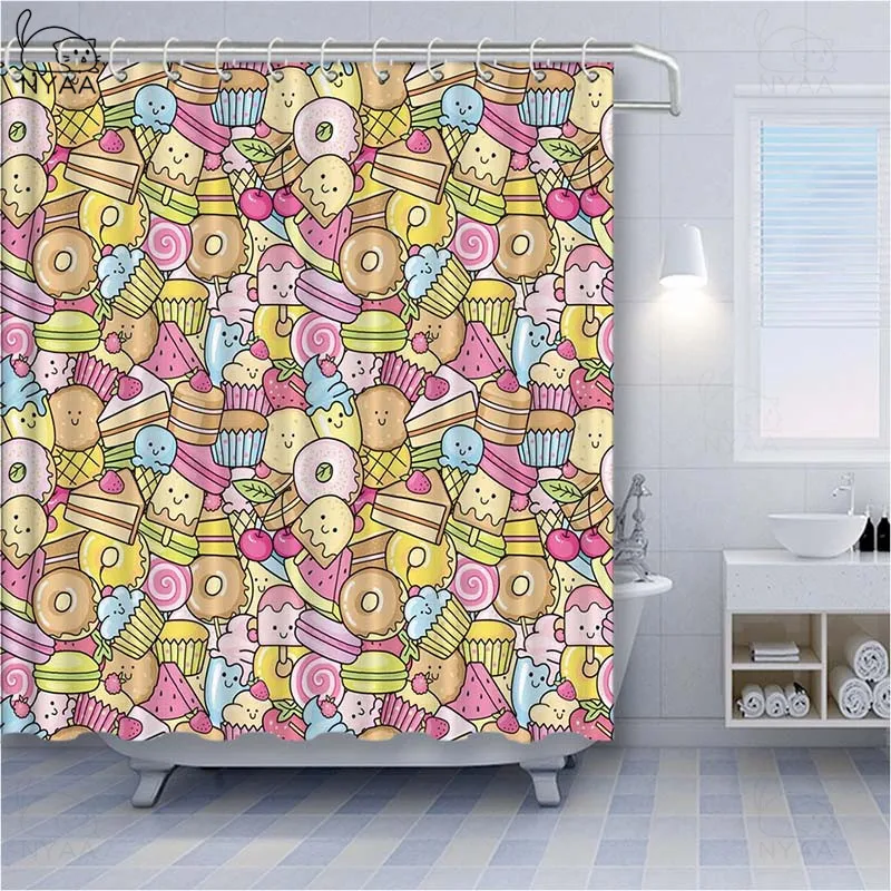 Занавеска для душа Vixm рисунок из мультфильма милые кошки летучие мыши и черепа