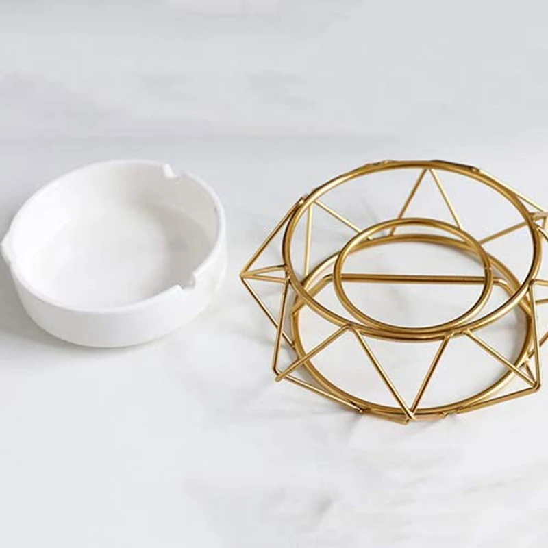 

Nordic Iron Ceramic Ashtray Simple Modern Design Living Room Home Decoration Metal Crafts Ashtray Office Desktop