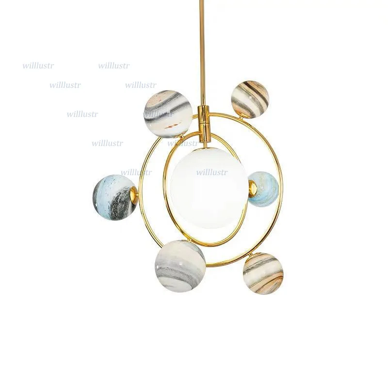 Креативный стеклянный подвесной светильник Galaxy роскошный железный кабинет