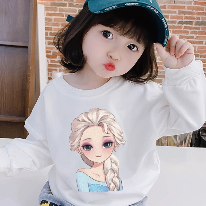 

Disney Snow White And Elsa Cartoon Children's New Hoodies Winter Boys Girls Fashion Cotton Sweatshirt Printed Children Clothes
