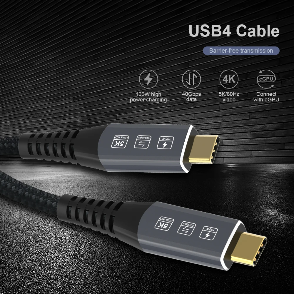 Кабель USB Type-C с поддержкой быстрой передачи данных, 100 Вт, 40 Гбит/с