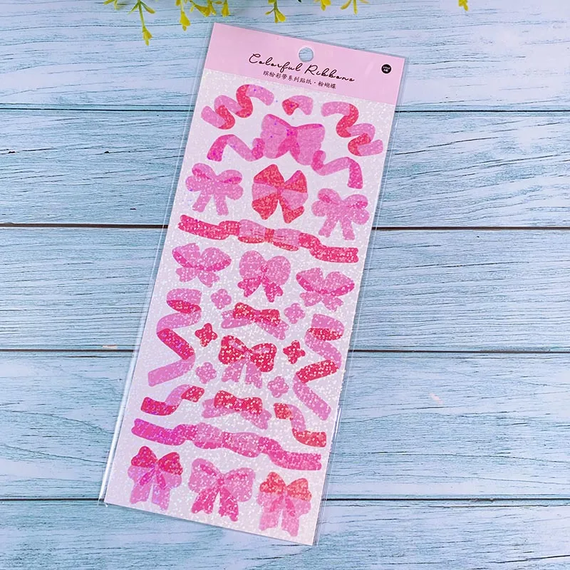 1Pcs Scrapbooking Stickers Colorful Ribbon Laser Decorative Sticker For Materials DIY Diary Album Stationery | Дом и сад