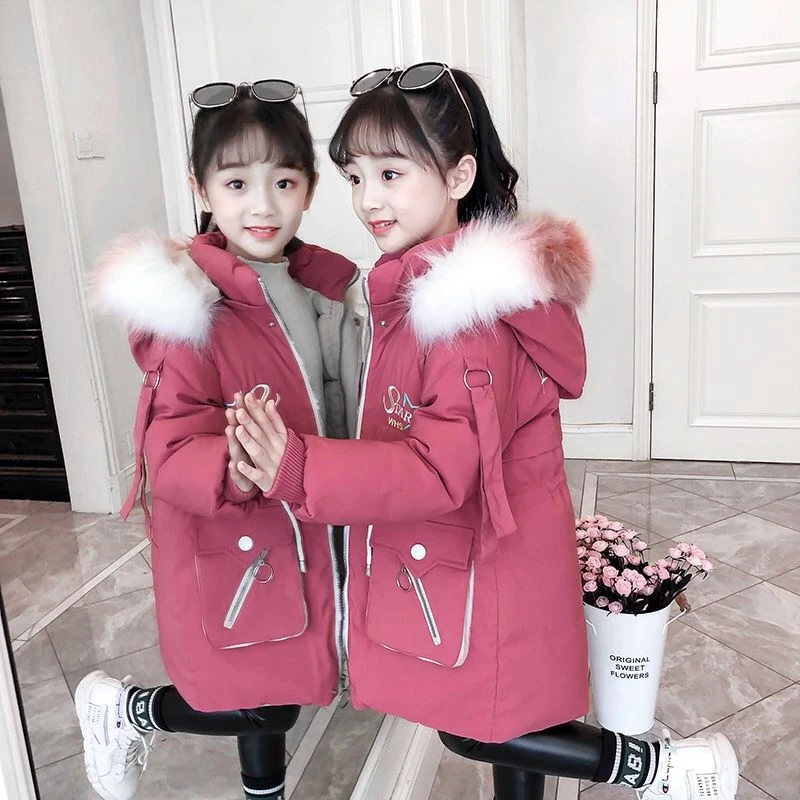 Зимние хлопковые куртки для девочек до 30 градусов теплая верхняя одежда плотные