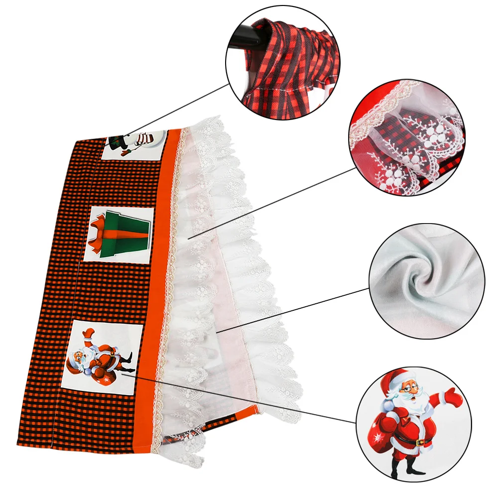 Рождественские занавески OHEART оконные кружевные подвески в красно черную клетку