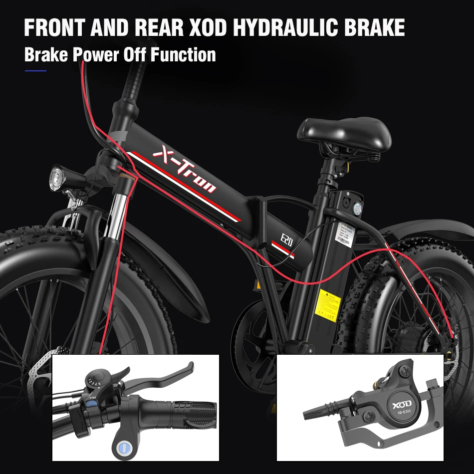 

X-Tron 500W Electric Bike 13AH Foldable E-Bike Mountain Bicycles For Men Adult ebike 20" Beach Cruiser Bike