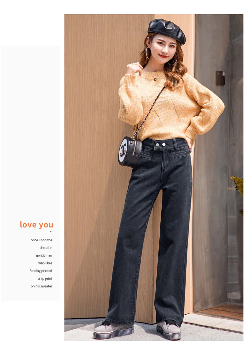 Zsrs new High Waist Straight Jeans Women autumn blue Casual Loose Wide Leg Jeans Trousers Striped Palazzo Pants Large size