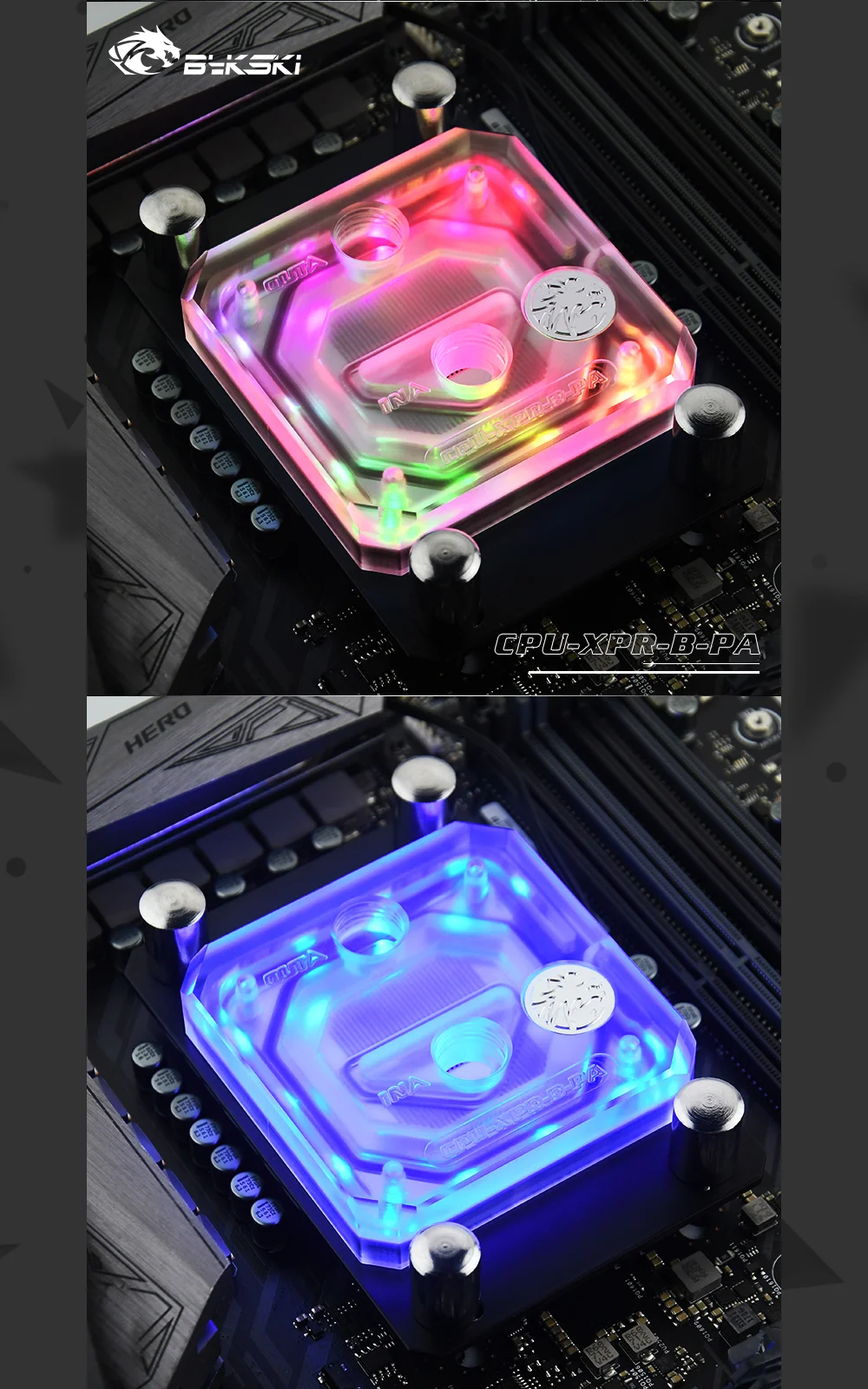 Bykski cpu-XPR-B-PA-V2-AM Матовый акриловый блок водяного охлаждения процессора для AM3/AM4 Ryzen3/5/7/ThreadRipper RGB(12v 4pin) RBW(5v 3pin